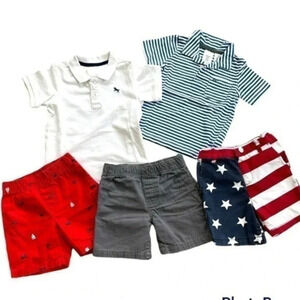 Bundle of 5 toddlers outfit pieces shorts and polos size 2T -24m boys EUC